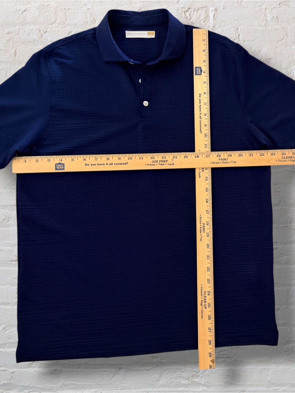 Hart Schaffner Marx Luxury Performance Polo L Navy Textured Stretch Golf - Picture 11 of 11